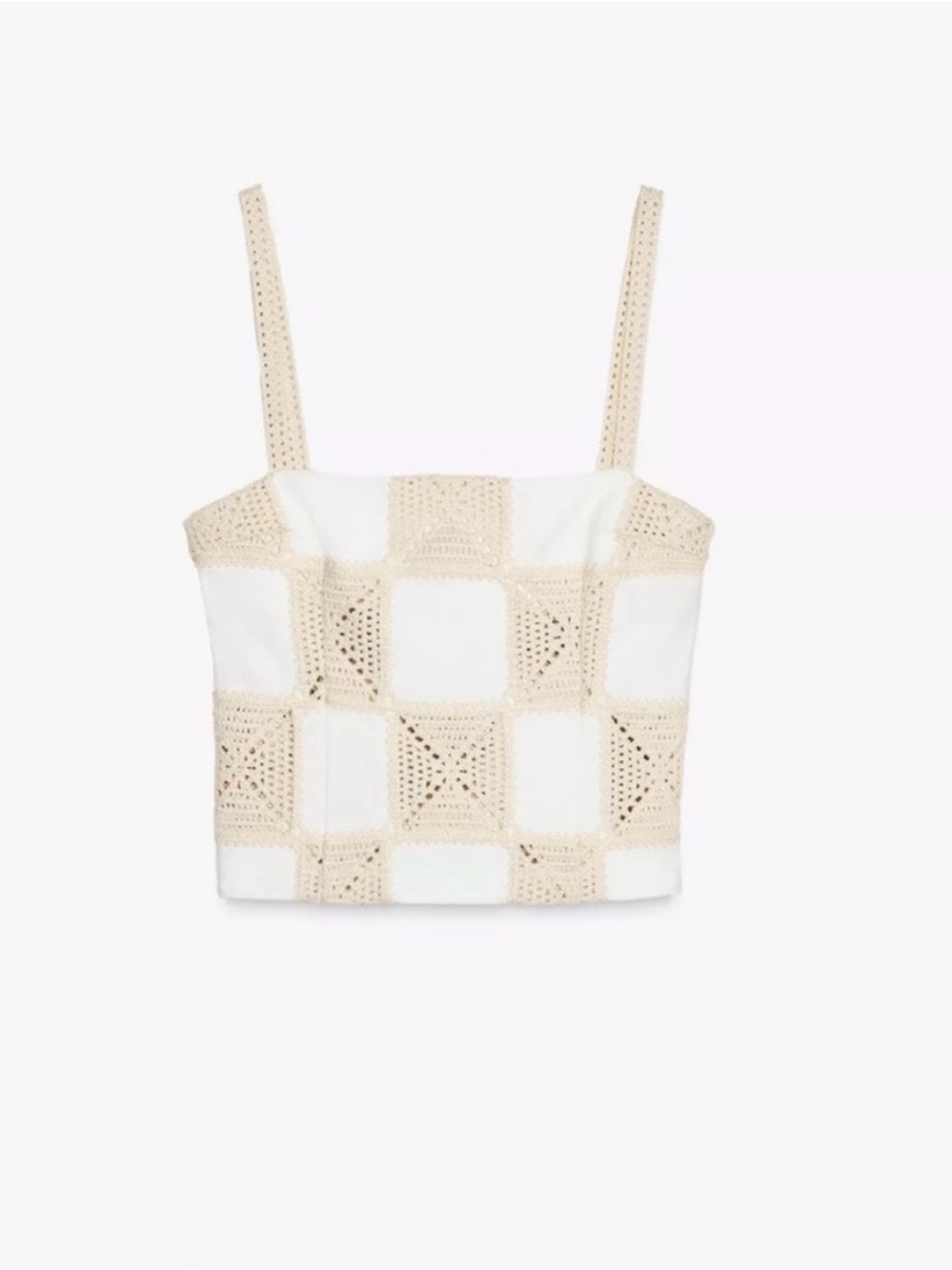 NWT ZARA Crochet Square-Panel Cream Camisole